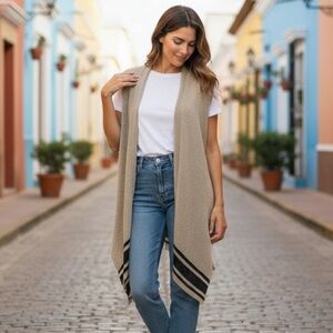 Banana Republic stripe sweater waterfall vest m